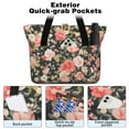 thumbnail image 2 of Tote Bag for Women - Pioneer Flower Shoulder Bag - Large Utility Work Duffle Bag with Zipper Handbag for Travel, Work, Sprots, 2 of 5