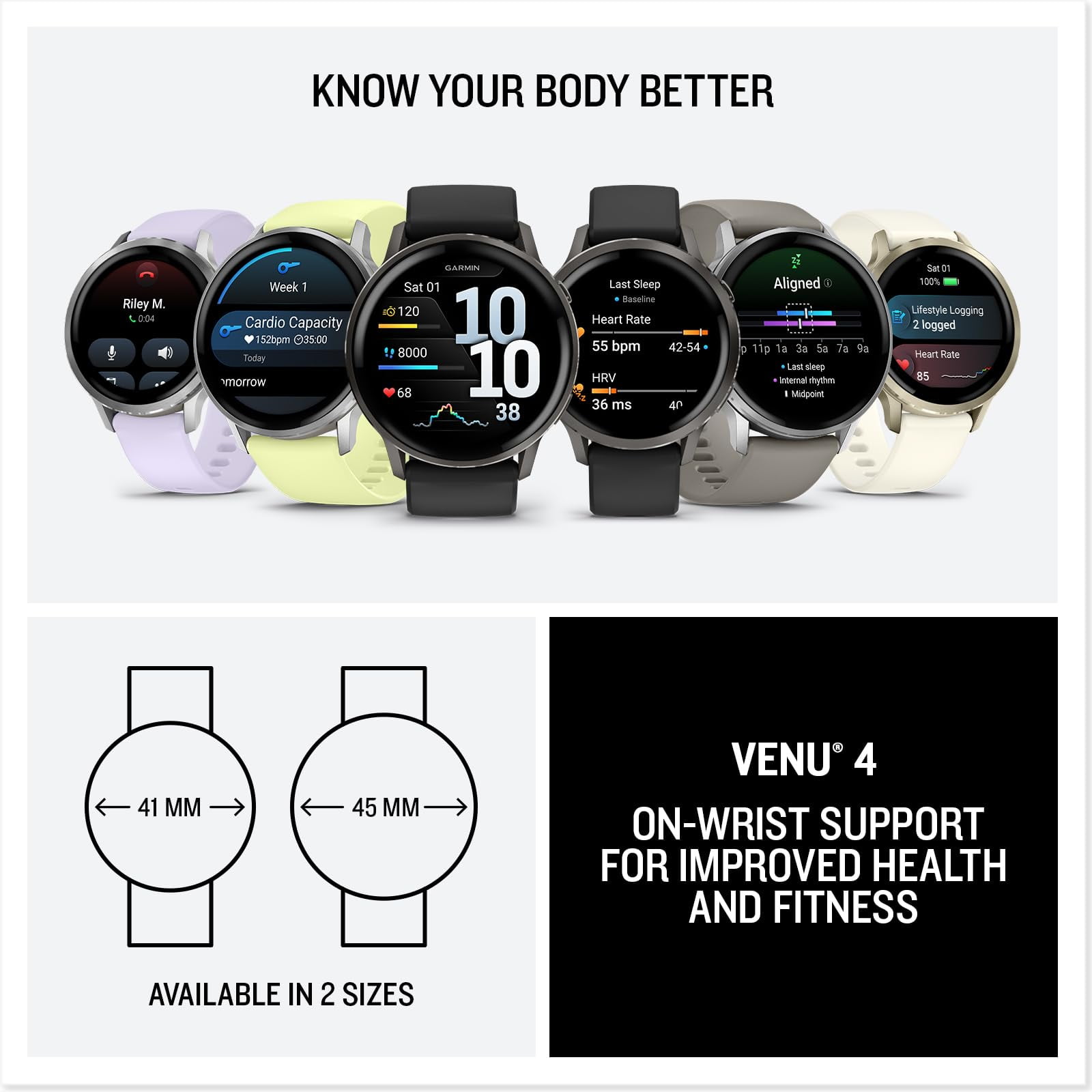 Garmin Venu 4 (41mm) GPS Smartwatch Slate with Black Silicone Band Bundle w/ Deco Essentials Charging Dock, 3-Pack Dust Covers & 2-Pack 1.2" Screen Protectors
