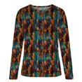 thumbnail image 4 of YDLCAFD T-Shirts pour Femmes Mode Décontractée T-Shirt Imprimé Manches Longues Col Rond Haut Blouse, 4 of 5