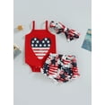 thumbnail image 2 of Bagilaanoe 4th of July Clothes for Newborn Baby Girls Heart Print Sleeveless Romper Tops + Star Shorts + Headband 3M 6M 12M 18M Infant Independence Day Outfits 3pcs Short Pants Set, 2 of 8