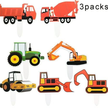 3 Packets Of Engineering Truck Mini Pocket Size Construction Models Play Vehicles Toy for Kids Party Favors Cake Decorations Topper Birthday Gift