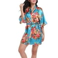 thumbnail image 3 of Defitshape Women's Satin Bathhrobe Soft Robe Summer Lightweight V Neck Silke ThinKimono Short Casual Cool Blue Large, 3 of 4