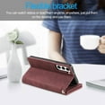 thumbnail image 4 of Dteck Wallet Case for Samsung Galaxy S23,Magnetic Handbag Zipper Pocket PU Leather Cover Flip with 9 Card Slots and Wrist Strap Folio TPU Inner Stand Case,Brown, 4 of 8