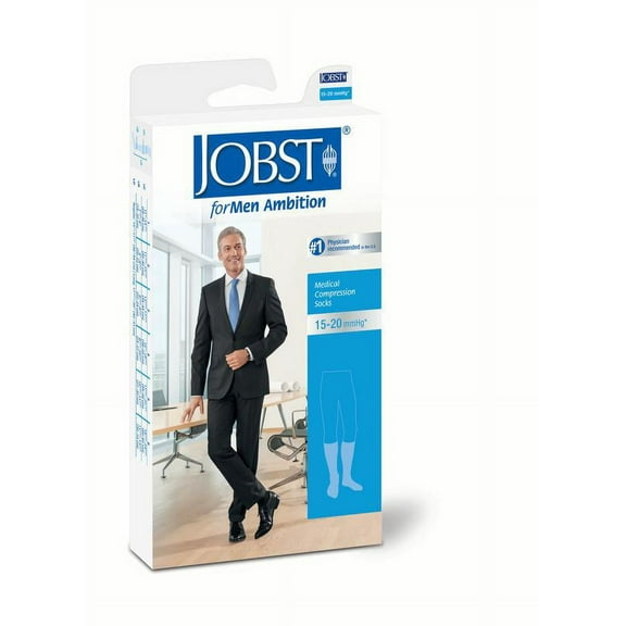 BSN Medical/Jobst 7765900 Men Ambition Sock, Knee High, 15-20 mmHg, Black, Regular, Size 1, Pair