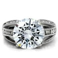 thumbnail image 3 of High polished (no plating) Stainless Steel Ring with AAA Grade CZ in Clear for Women Clear Stone Color Style TK187 Size 8, 3 of 5