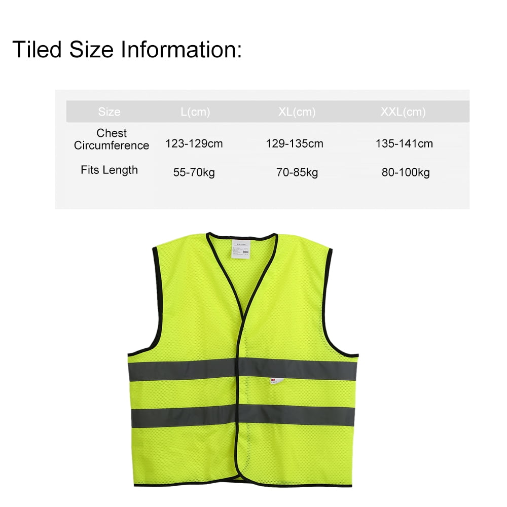 V/élo XXL Avertissement Gilet r/éfl/échissant V/êtements de Travail Haute visibilit/é Jour Nuit Gilet de Protection pour la s/écurit/é routi/ère