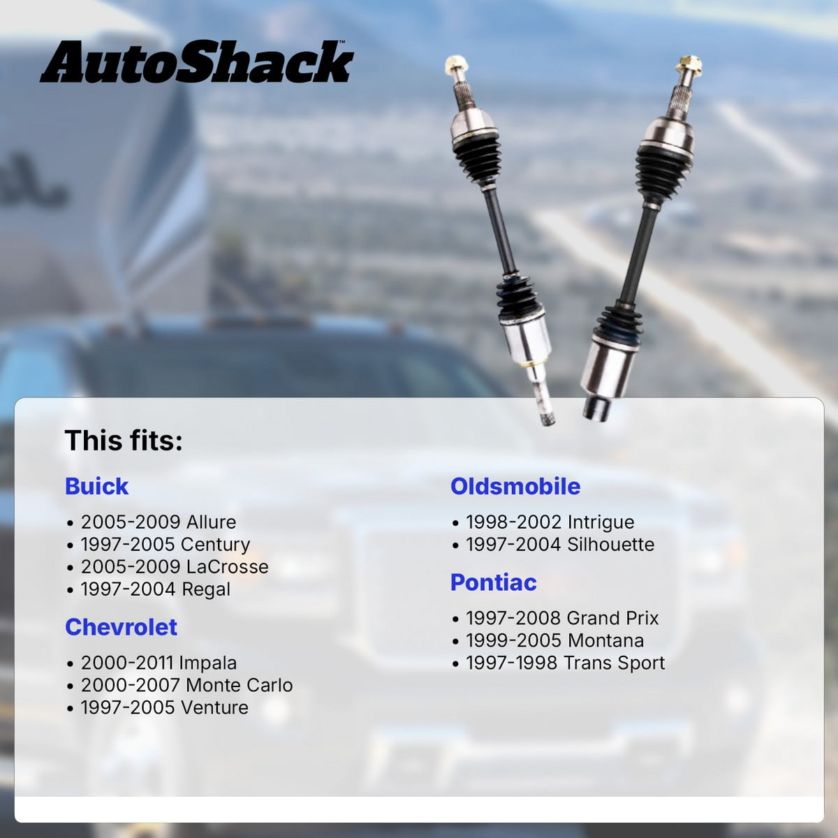 AutoShack Front CV Axle Shaft Assembly for Chevrolet, Pontiac & Buick, Impala 2000-2011 Grand Prix 1997-2008 Century 1997-2005 LaCrosse 2005-2009, FWD V6 3.1L 3.4L 3.5L 3.6L 3.8L 3.9L, Right