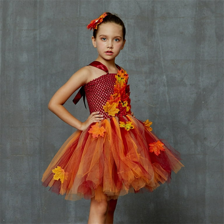 Rovga Toddler Girl Dress Clothes Of Maple Leaves Dresses
