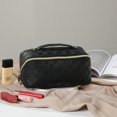 thumbnail image 2 of Bolsa de maquillaje de viaje, bolsa de maquillaje portátil de gran apertura que se abre completamente para un fácil acceso, bolsa de artículos de tocador, bolsa de maquillaje de cuero de PU, 2 of 5