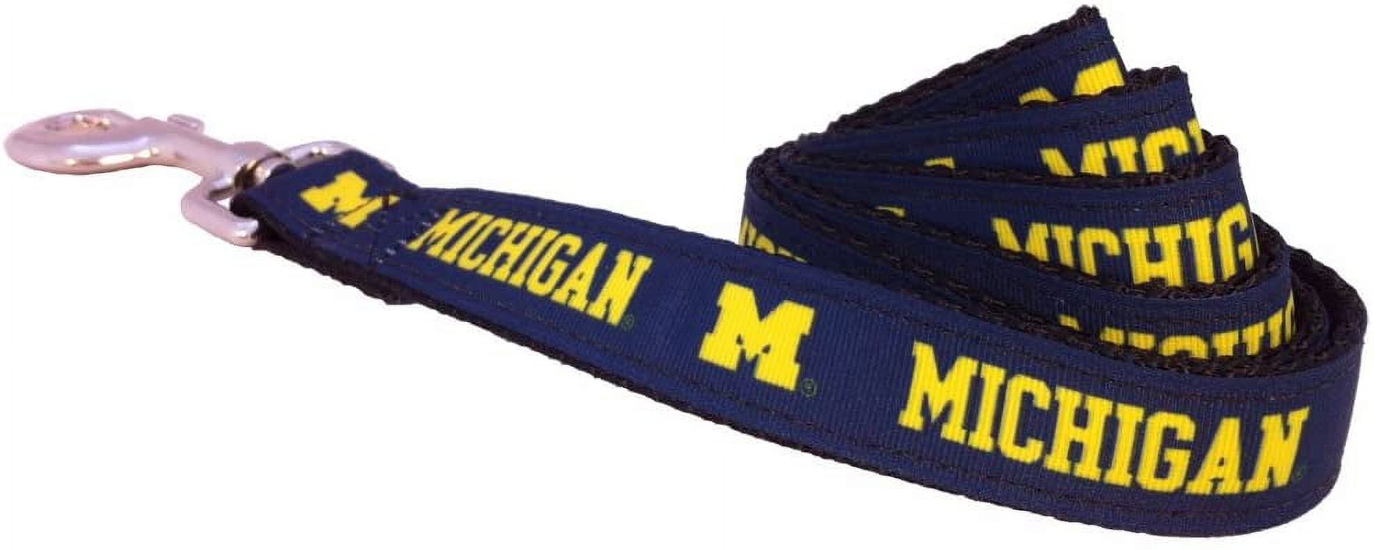 Brand New Michigan X-Small Pet Dog Collar(3/4 Inch Wide, 6-12 Inch Long), and Small Leash(5/8 Inch Wide, 6 Feet Long) Bundle, Official Wolverines Logo/Colors - image 2 of 2