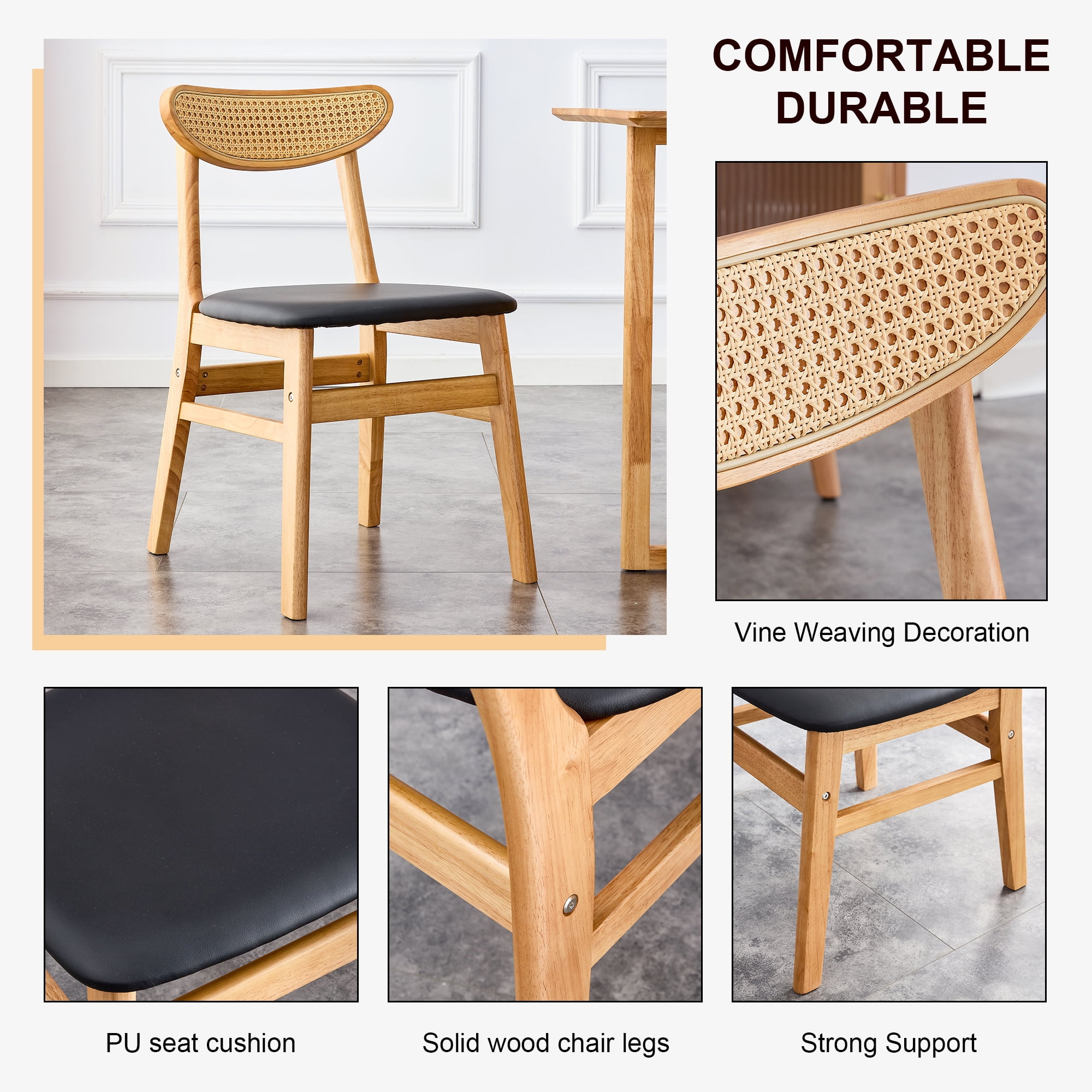 Kepooman Solid Wood Dining Chair Set of 4, Mid Century Kitchen Chairs for Dining Room, Dining Side Chairs with Curved Backrest, Barnwood Kepooman Solid Wood Dining Chair Set of 4, Mid Century Kitchen Chairs for Dining Room, Dining Side Chairs with Curved Backrest, Barnwood