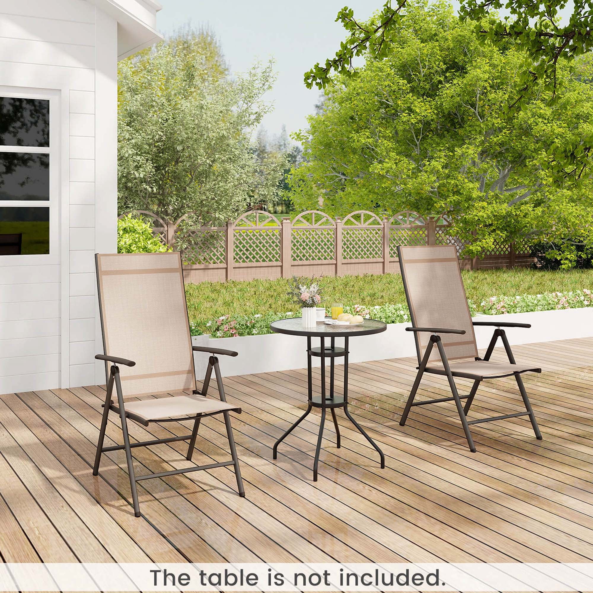 Costway 1 PCS Patio Folding Dining Chair with 7-Level Adjustable High Backrest for Garden Brown