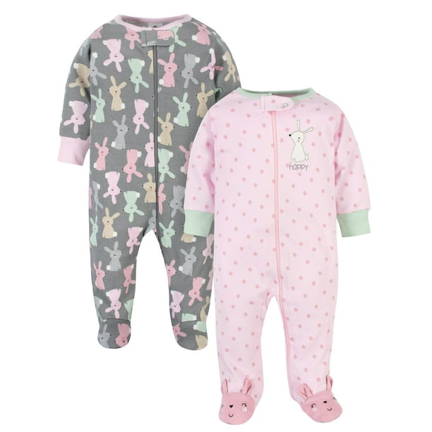 Gerber Gerber Newborn Baby Girls Organic Cotton Sleep 'N Play Footed