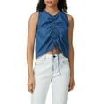 thumbnail image 6 of 3x1 Women's ELEONORA Corin Crew Neck Sleeveless Drawstring Chambray Top M, 6 of 10