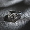 thumbnail image 3 of PAMTIER Men's Stainless Steel Retro Personality Gothic Punk Square Irregular Stone Texture Crack Pattern Biker Ring Hip Hop Style Silver Size 7, 3 of 6