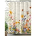 thumbnail image 2 of Spring Vintage Floral Shower Curtain Set, Waterproof Shower Curtains for Bathroom, Summer Botanical Butterfly Washable Fabric Cloth Bath Curtain for Bathtub Decoration with Hooks 72x78 Inches, 2 of 6