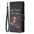 thumbnail image 6 of Feishell Galaxy S22 Ultra Case Zipper Purse Embossed Pattern Premium Leather Wallet Cover Flip Stand Card Slots Holder Magnetic with Wrist Strap Case for Samsung Galaxy S22 Ultra, Little Bear, 6 of 8