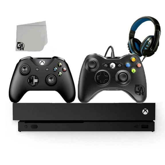 Pre-Owned Microsoft Xbox One X 1TB Gaming Console Black 2 Controller Included BOLT AXTION Bundle
