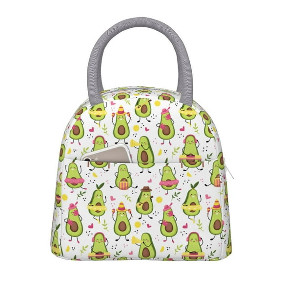 Easygdp Avocado Playing Music Bolsa de Almuerzo Insulada Grande, Forro de Aluminio, Diseño Espacioso, a Prueba de Fugas, Ideal para Trabajo, Picnics, Viajes y Actividades al Aire Libre