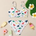 thumbnail image 1 of Augper Toddler Kids Baby Girls Fashion Cute Print Solid Color Swimming Trunks Seaside Swimsuit Set, 1 of 7