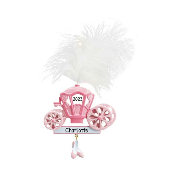 Ornaments by Elves Personalized Baby's First Christmas 2024 Ornament Pink Carriage Ornament .25lbs