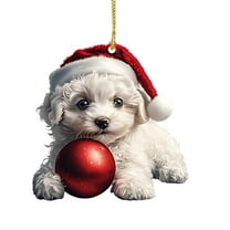 WEGFTDUOP 6pcs Christmas Tree Shape Pendant Dog Christmas Ornament Hanging Sleigh Pendants Christmas Books Acrylic Ornaments Gifts For Book Lovers Christmas Ornaments