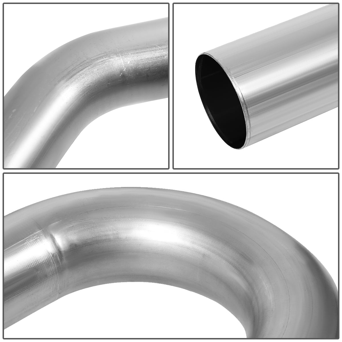 DNA Motoring ZTL-225RAW Universal 16-Piecese 2.25"OD Steel DIY Custom Exhaust Pipe Kit Straight & 45 / 90 / 180 Degree U-Bands