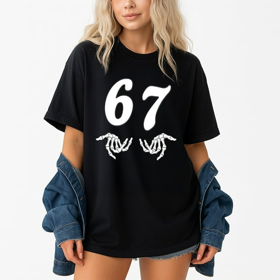 Six Seven 6 7 Meme 67 Skeleton Hand Halloween Costume – T-Shirt, Hoodie & Sweatshirt – Fun Halloween Apparel – Family &