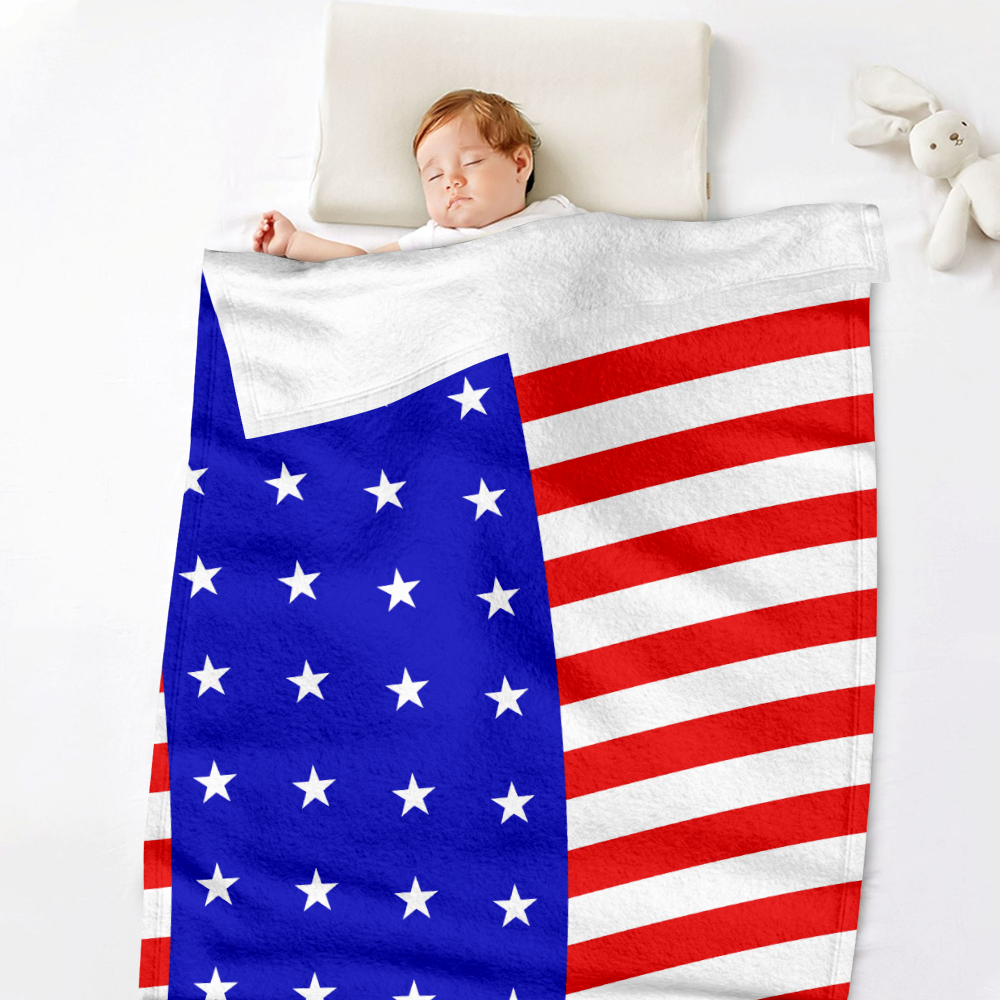 Fraigo US Flag Blanket Throw Blanket Red Blue White Lightweight