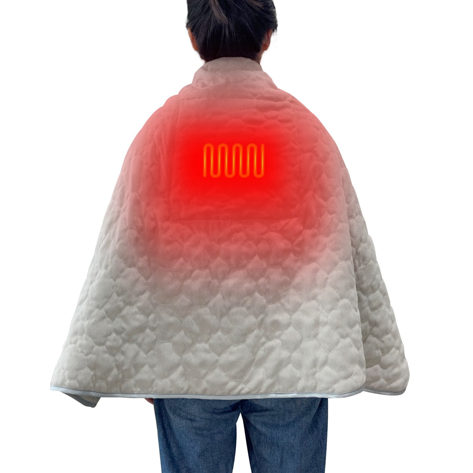 USB Heated Shawl Throw Blanket 140x82cm Portable Cordless Wearable Heated Blanket For Home & Outdoor Battery Operated Heated Blanket With 3 Heat Settings Without Battery Pack Gray, Gift