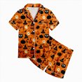 thumbnail image 5 of TOWED22 Halloween Silk Satin Pajamas Set for Girl Cute 2 Piece Graphic Pj Set Button Down Short Sleeve Shirt Shorts Lounge Set,4-5 Y, 5 of 5