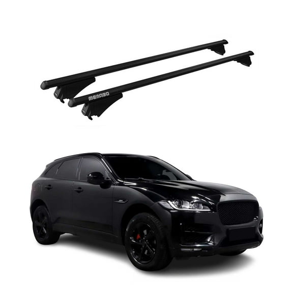 OMAC Top Roof Racks Cross Bars for Jaguar F-Pace 2017-2025 Black Aluminium 2 Pcs Anti-Theft for Travel Kayak Canoe Surf Ski Snowboard Camping