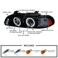 thumbnail image 3 of Spec-D Tuning Black Smoke LED Dual Angel Eyes Projector Headlights Compatible with 1996-2003 BMW E39 5-Series Models Without OE Xenon Headlights, Left + Right Pair Headlamps Assembly, 3 of 5