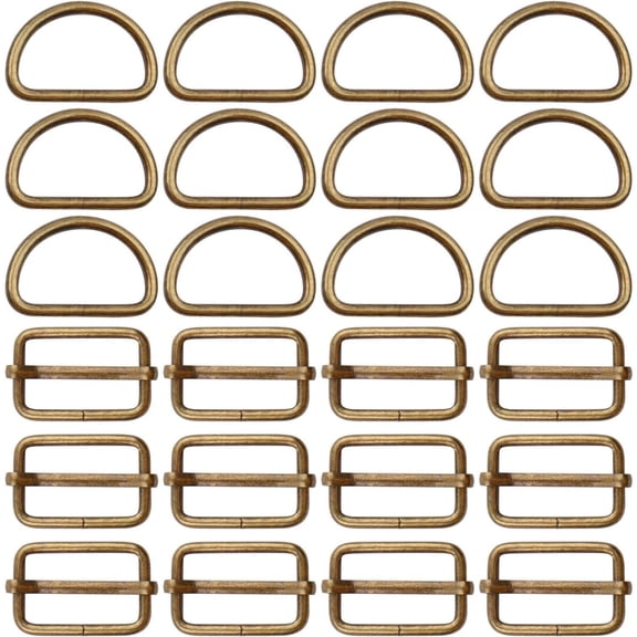 25pcs Bronze Color,Metal D Ring Semi-Circular D Rings and 25pcs Adjustable Slides Buckle for Hardware Belt Bags DIY Craft Accessories 1 inch Metal Buckles
