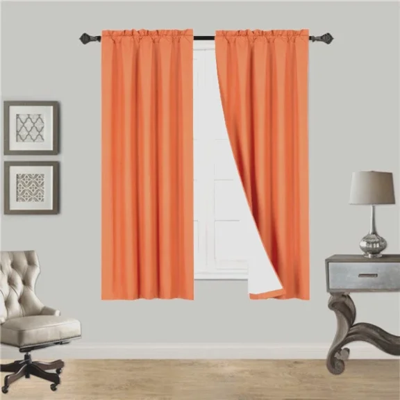Orange R64 1 panel solid lined foam backing blackout window curtain treatment drape rod pocket matte smooth fabric 37"wide x63"long