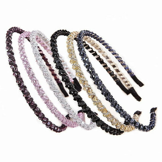 6 Pieces Rhinestone Headband for Women Diamond Crystal Beaded Glitter Hairband Headwear for Women Girls Party Hair Accessories