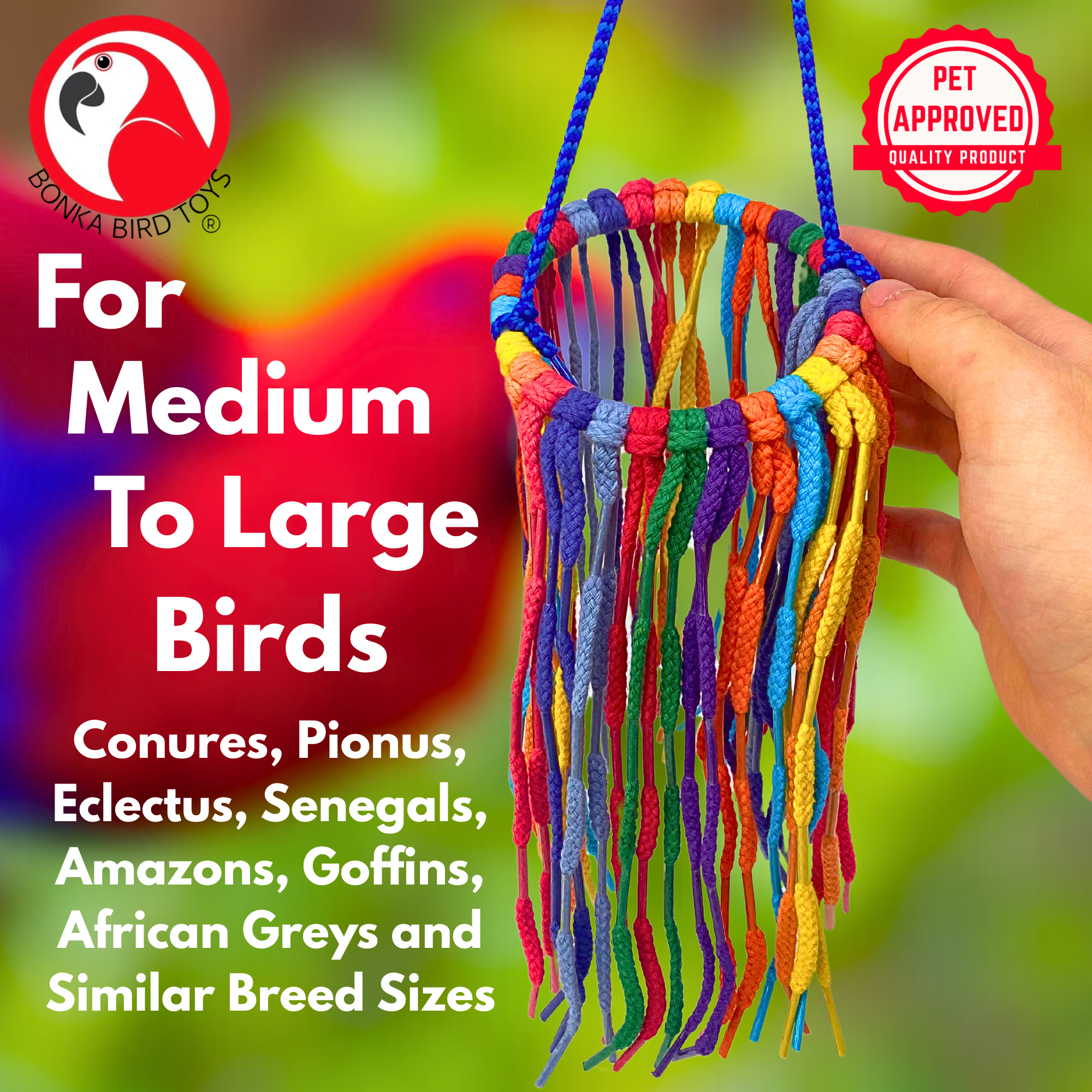 Bonka Bird Toys 51213 Large Aglet Heaven Chew Tug Pull Preen Parrot Cage Toy Pet