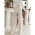 thumbnail image 6 of Women Y2k Gingham Striped Pants Elastic Waist Lace-Up Wide Leg Lounge Pants Plaid/Stripes Pajama Pj Pants Loose Trousers, 6 of 7
