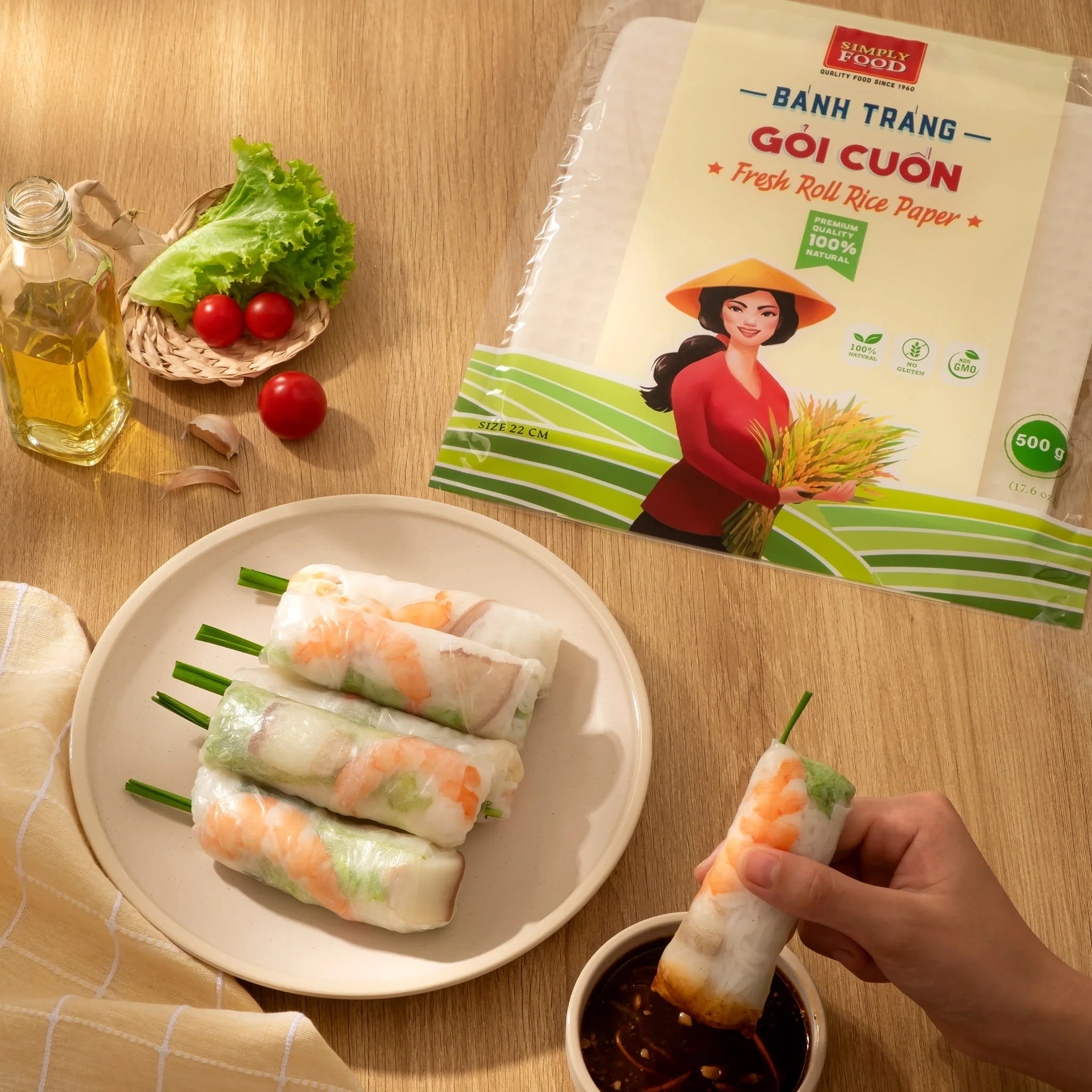 Spring Roll Rice Paper Wrappers (500g) Square-Shaped, Non-GMO, and  Gluten-Free by Simply Food