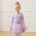 thumbnail image 3 of Ticikt Ballet Dress for Girls,Toddler Dance Leotard with Tutu Skirt Long Sleeve Ballerina Outfit with Flowy Layered for Recitals And Rehearsals Comfortable Stretch Leotard Fit,Color:Purple, 3 of 5