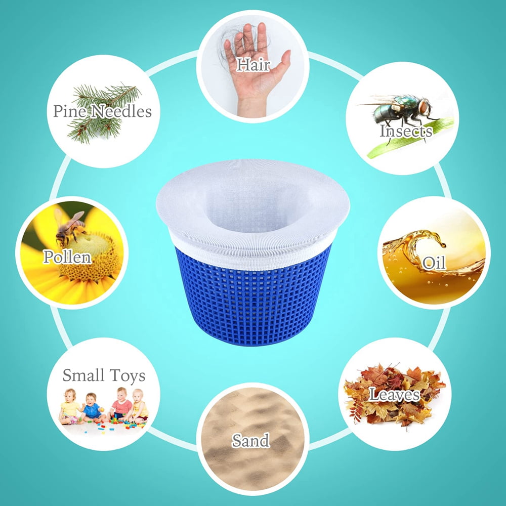 10-Pack Fine Mesh Pool Skimmer Basket Socks - Filter Saver Screen Socks For Easy Cleaning