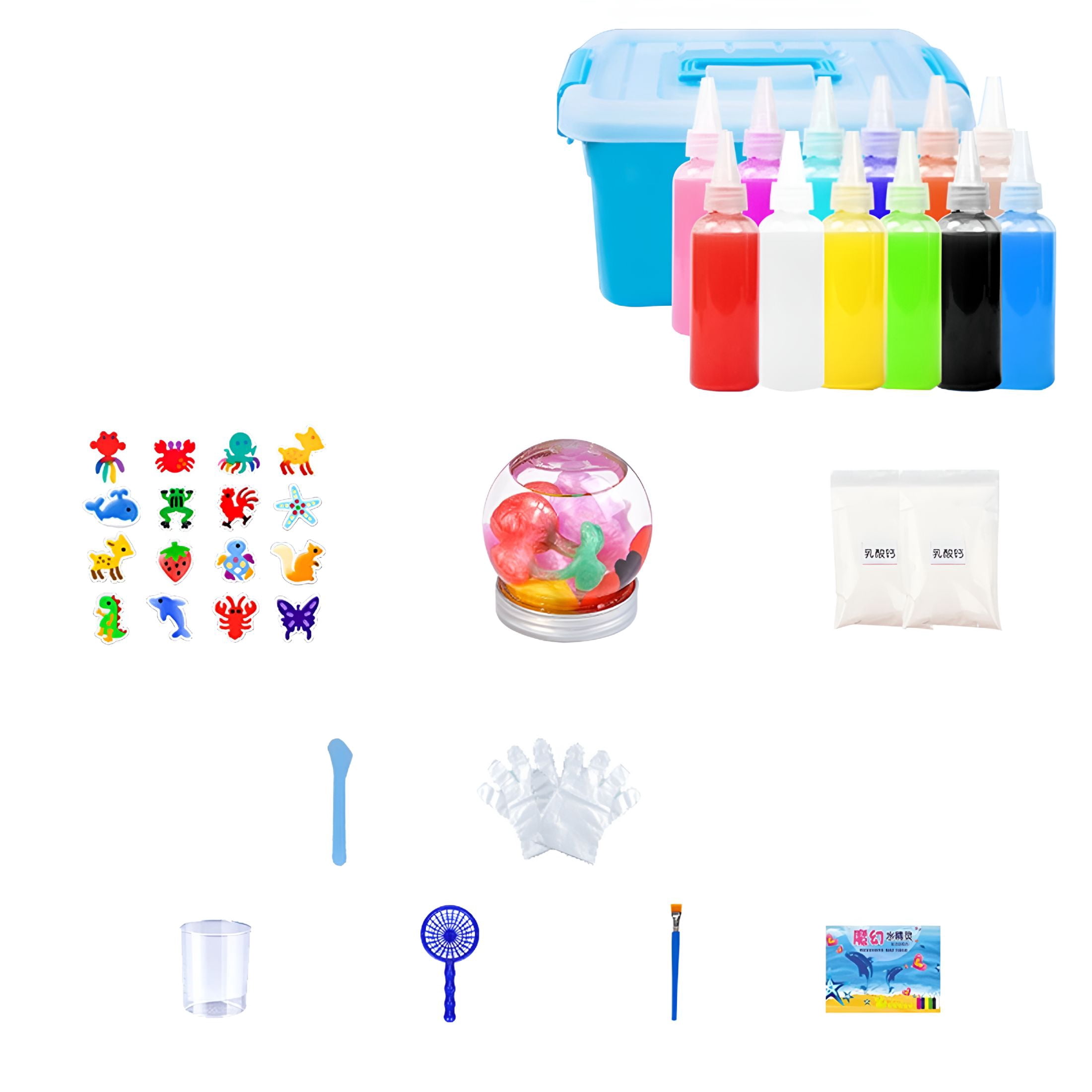 BESTSKY Magic Water Elf Toy Kit,Aqua Fairy Water Gel Kit with Magic Gels,12 Sea Creature Molds. Arts & Crafts DIY STEM Kits for Kids （12x60ml + 12 parts）