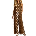 thumbnail image 5 of Two Piece Sets for Women Summer Outfits Fashion Polka Dots Printed Sleeveless Casual Crew Neck Tops Wide Leg Pants with Pockets Vacation Travel Outfits, 5 of 6