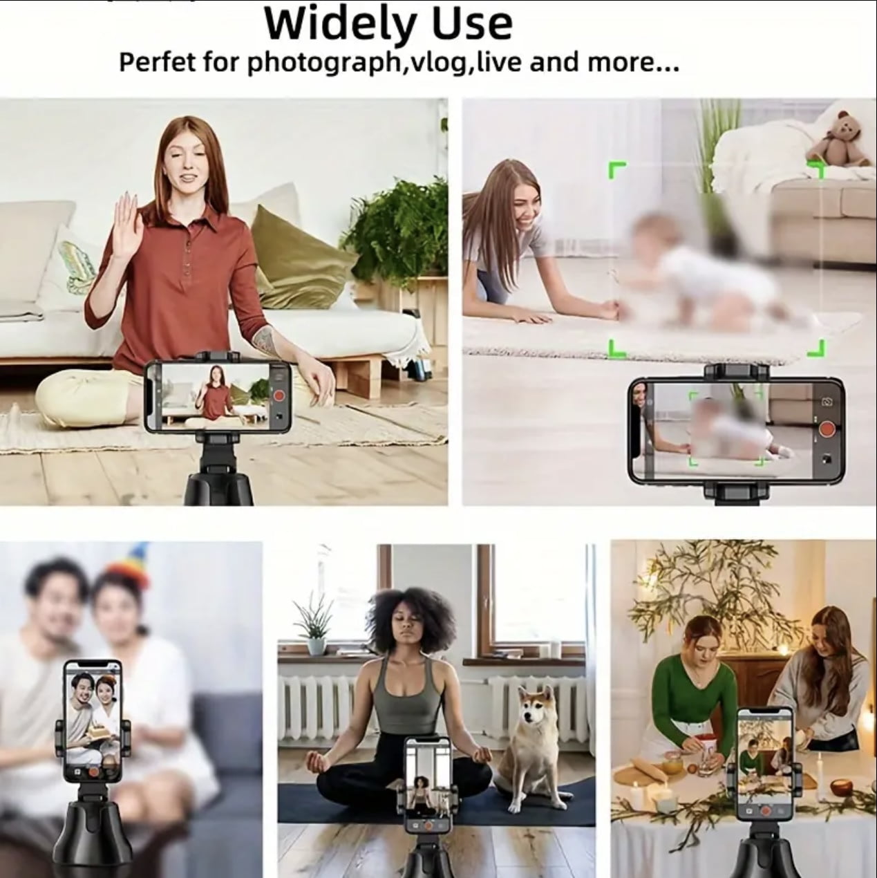 360 Rotation Auto Tracking Phone Holder Tripod Selfie Stick With Remote,Smart Following Face And Object Tracking Tripod Stand Phone Holder Mount