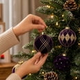 thumbnail image 5 of Flocked Christmas Ball Ornaments Set of 12, Textured Xmas Tree Baubles, Hanging Holiday Decorations for Tree Wreath Home Party Decor - Purple, 5 of 7