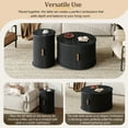 thumbnail image 6 of Set of 2 Coffee Table with Sliding Tambour Door, Mid-Century End Table Set with Storage, Round Fluted Center Table, Tall & Low Side Table for Living Room, Black, 6 of 9