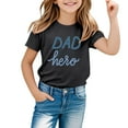 thumbnail image 4 of XUELUO Toddler Girls Tops & T-Shirts Summer Father's Day Letter Print Crew Neck Short Sleeve Loose Casual Fashion T-shirts Sportwear,Black,3-4 Years, 4 of 4