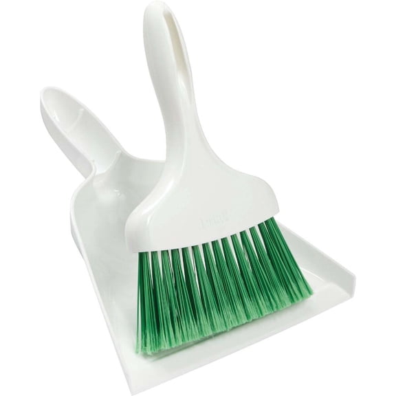 Libman Whisk Broom and Dustpan Set Green Fibers & White Handle