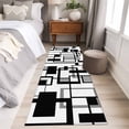 thumbnail image 5 of Black Grey Geometric Large Area Rugs for Bedroom Living Room, Soft Non Slip Carpet Bedside Rug, Modern Abstract Art White Rectangular Floor Cover Kitchen Accent Rug 2'x6' for Dining Room/Office, 5 of 9