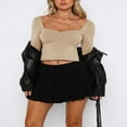 thumbnail image 4 of Solid Slit Crop Top Streetwear for Women, 4 of 7